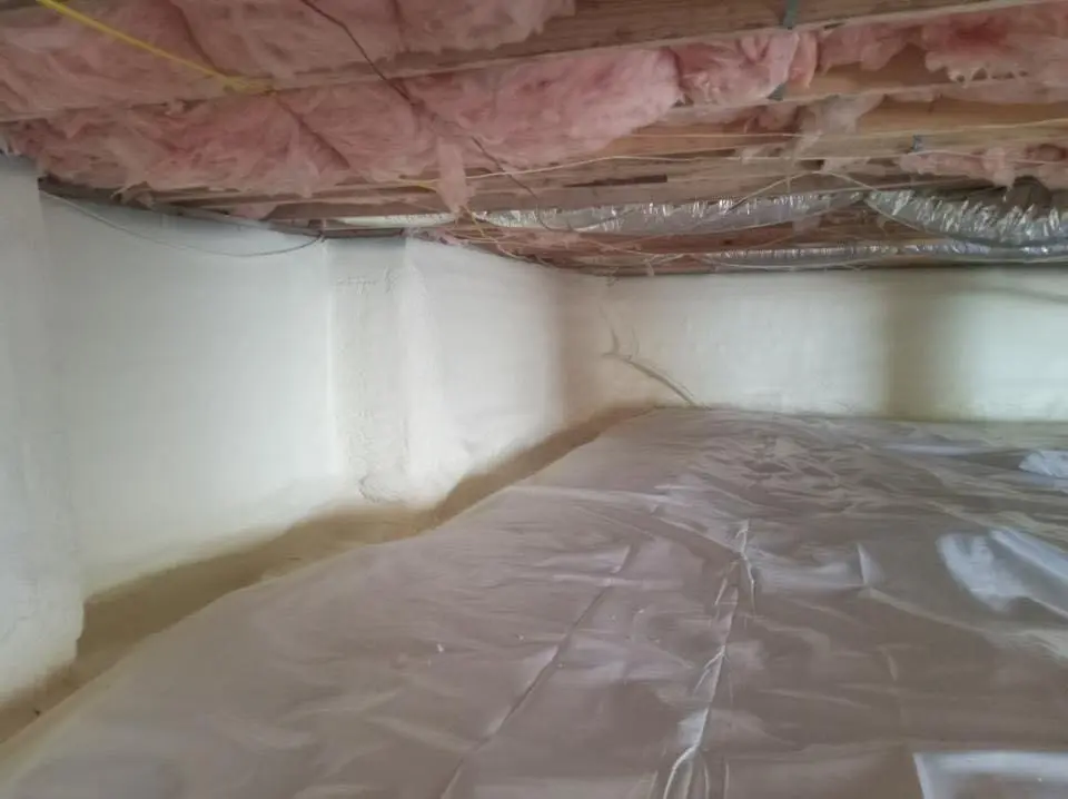 Crawl space encapsulation with closed-cell spray foam for Roof Waterproofing in North Miami